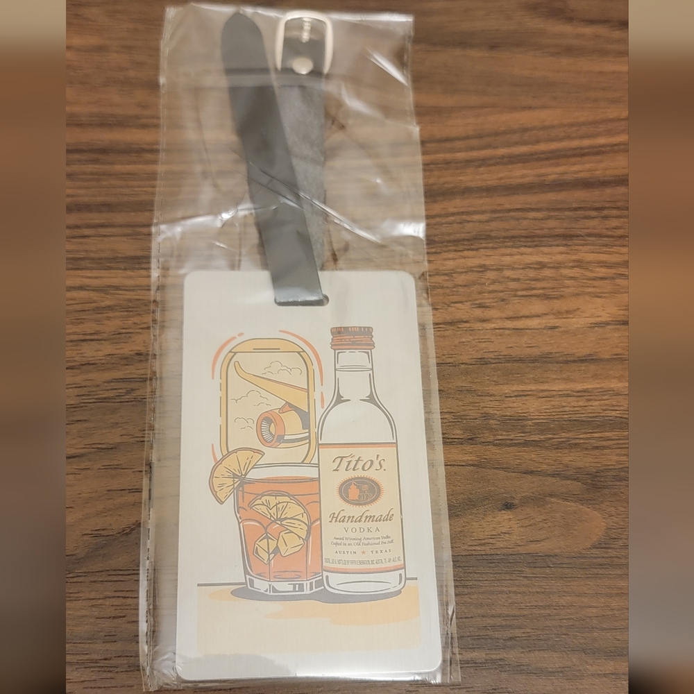 Tito's Vodka Metal Luggage Tag‎ with Black Strap New Sealed